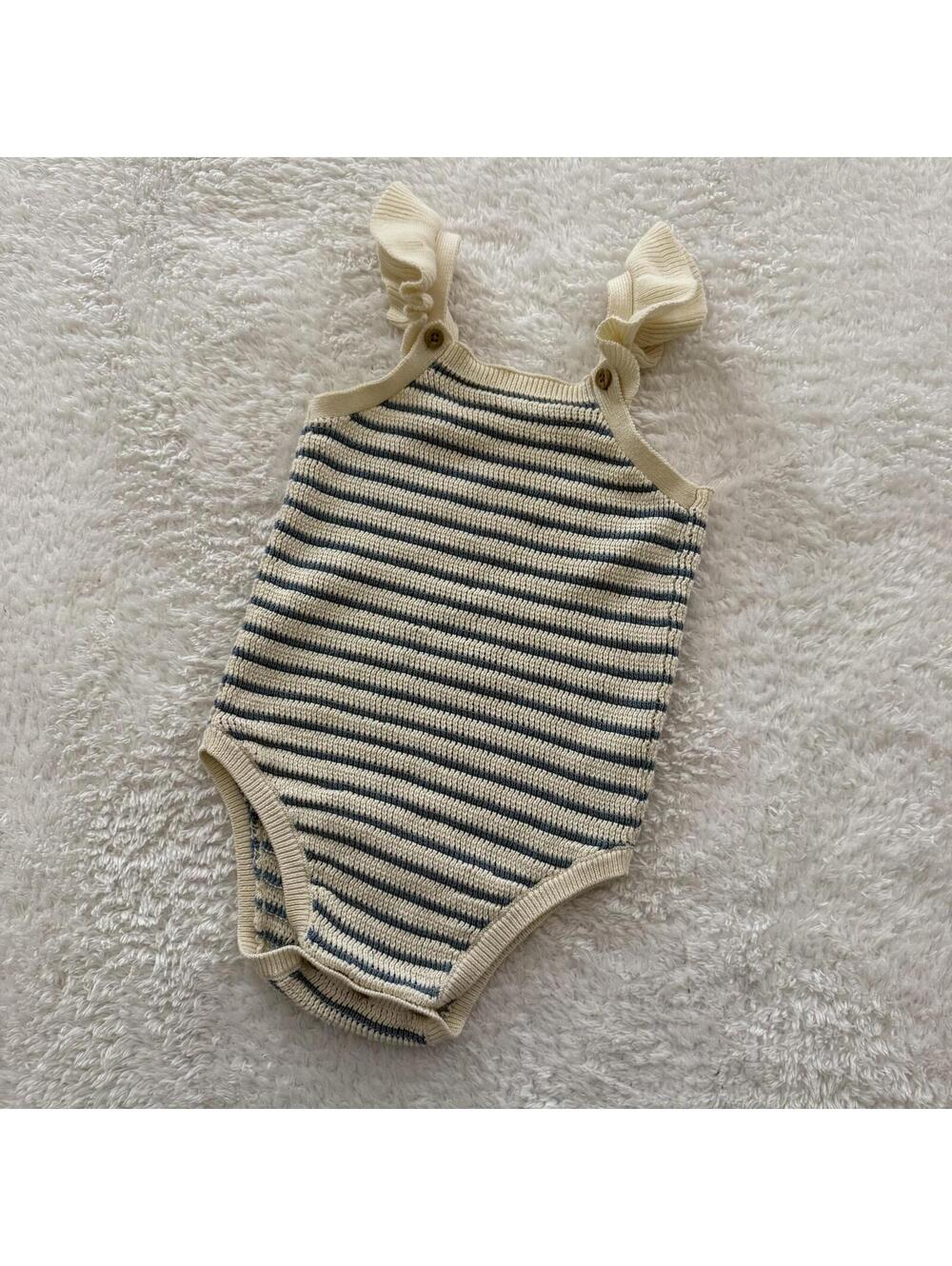 18m Knit Blue Striped Romper